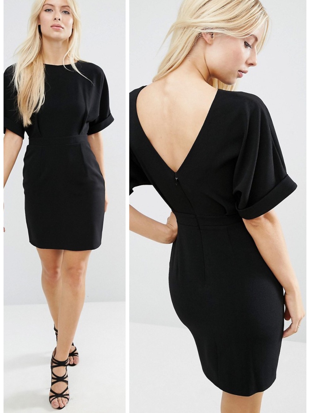 Asos Black Wiggle Mini Dress Size 6 Crepe Cocktail Evening EUC